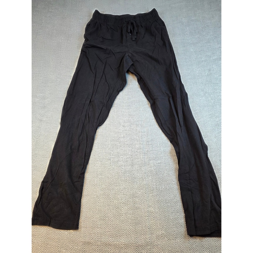 George Mens Pajama Pants Black Solid Elastic Drawstring Waist Size S 28-30